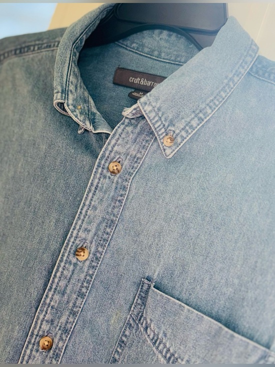 croft & barrow Other - Croft & Barrow Men's Medium Denim Shirt Blue Long Sleeve 100% Cotton Button Down